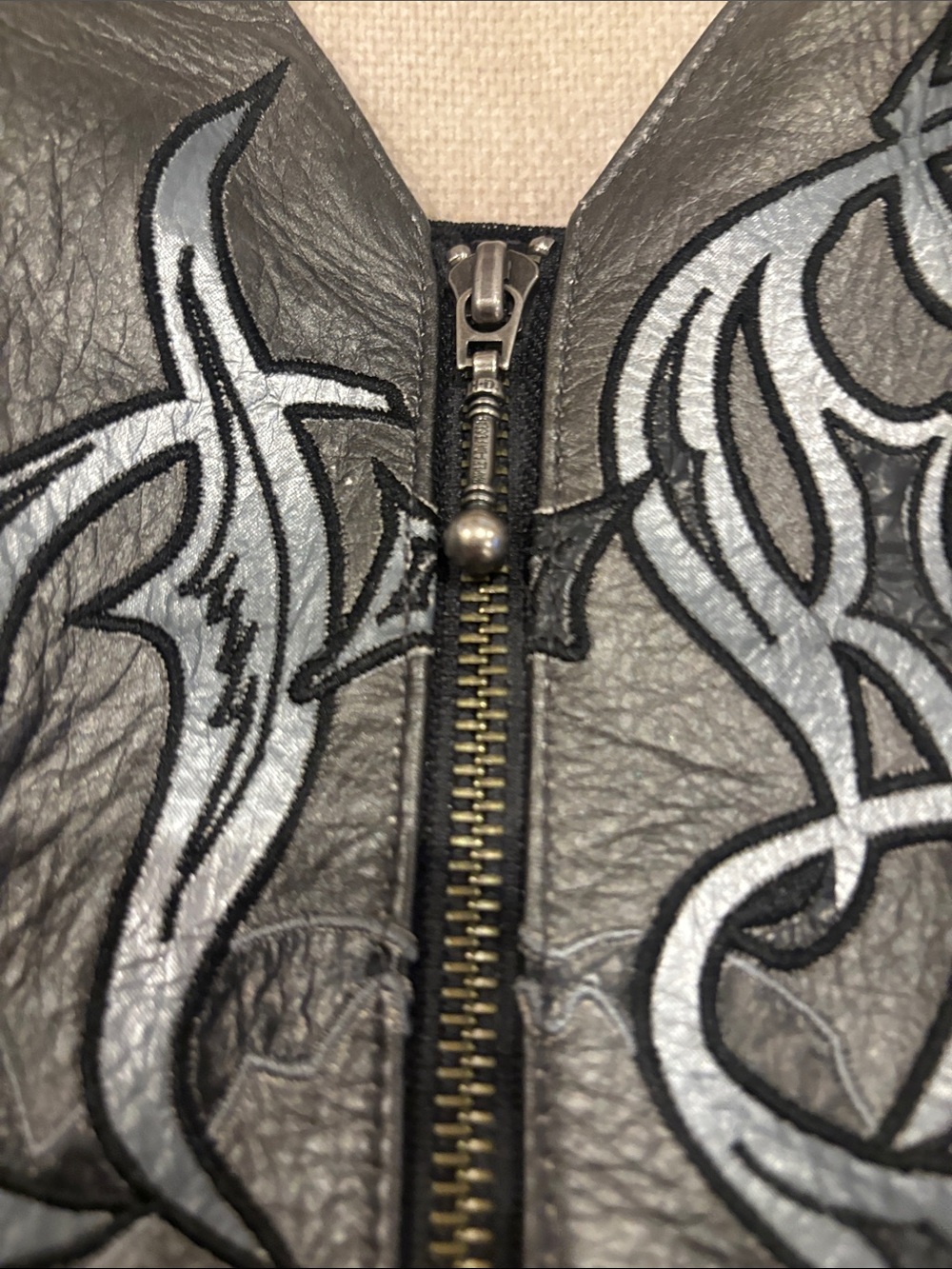 Y2K Harley-Davidson Genuine Gray Leather Corset Halter Top Biker Grunge - Picture 7 of 7